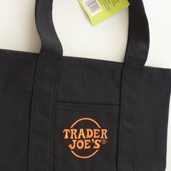 Trader Joe'S Handbags - Trader Joes Mini Canvas Tote Bag Black, and Orange New With Tag